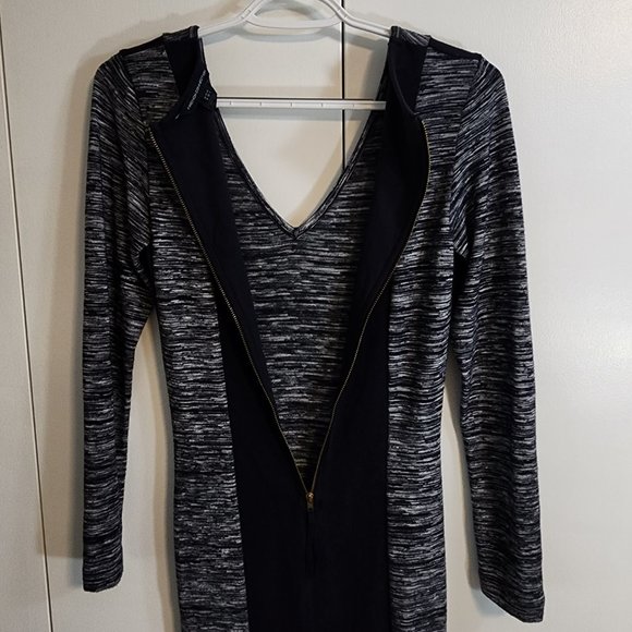 French Connection Long Sleeve Navy Jersey Bodycon Dress with Zipper | Size 4 - Picture 9 of 10